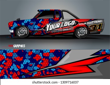 truck wrap design. simple lines with abstract background vector concept for vehicle vinyl wrap and automotive decal 