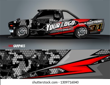 truck wrap design. simple lines with abstract background vector concept for vehicle vinyl wrap and automotive decal 