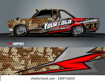 truck wrap design. simple lines with abstract background vector concept for vehicle vinyl wrap and automotive decal 