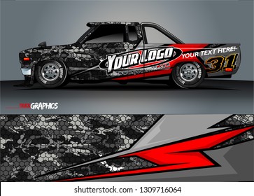 truck wrap design. simple lines with abstract background vector concept for vehicle vinyl wrap and automotive decal 