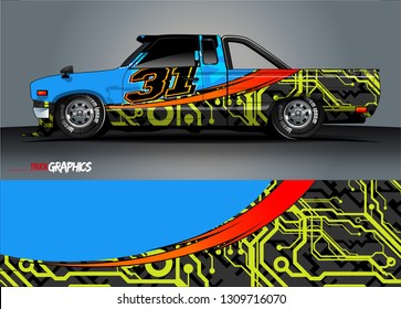 truck wrap design. simple lines with abstract background vector concept for vehicle vinyl wrap and automotive decal 