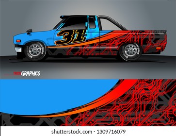 truck wrap design. simple lines with abstract background vector concept for vehicle vinyl wrap and automotive decal 