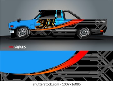 truck wrap design. simple lines with abstract background vector concept for vehicle vinyl wrap and automotive decal 