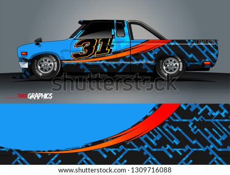 truck wrap design. simple lines with abstract background vector concept for vehicle vinyl wrap and automotive decal 