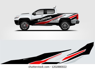 Truck wrap design. Wrap, sticker and decal design for company. Vector format