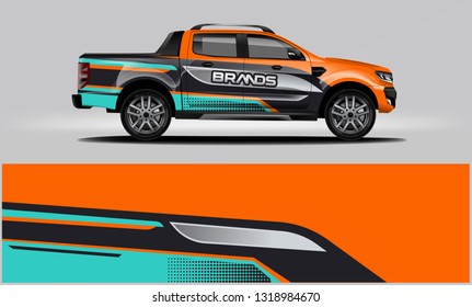 Truck wrap design. Wrap, sticker and decal design for company. Vector format