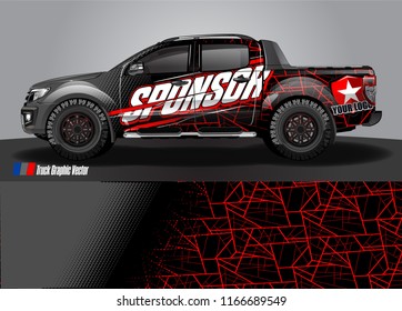 Truck Wrap Design Vector. Abstract Background For Vehicle Decal Vinyl Branding