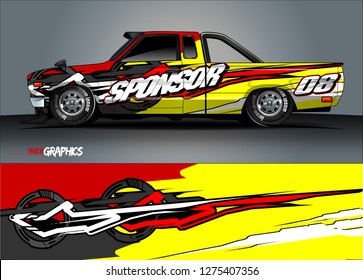 truck wrap design vector. abstract decal background for car, van, and other vehicle vinyl branding