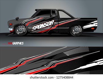 truck wrap design vector. abstract background for car decal, van, and other vehicle vinyl branding