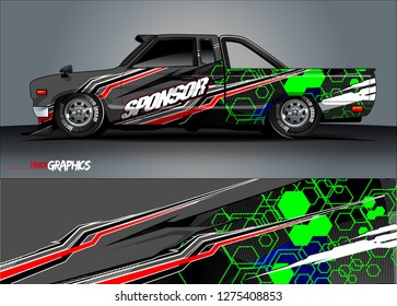 truck wrap design vector. abstract background for car decal, van, and other vehicle vinyl branding