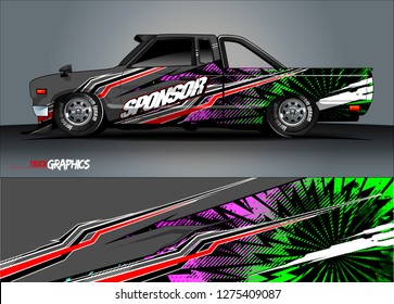 truck wrap design vector. abstract background for car decal, van, and other vehicle vinyl branding
