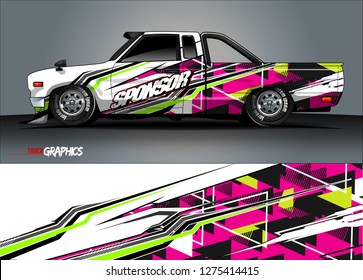 truck wrap design vector. abstract background for car decal, van, and other vehicle vinyl branding