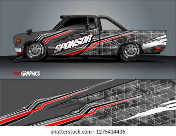 truck wrap design vector. abstract background for car decal, van, and other vehicle vinyl branding