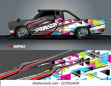truck wrap design vector. abstract background for car decal, van, and other vehicle vinyl branding