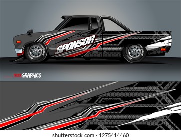 truck wrap design vector. abstract background for car decal, van, and other vehicle vinyl branding