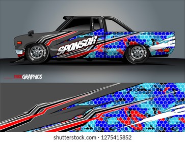 truck wrap design vector. abstract background for car decal, van, and other vehicle vinyl branding