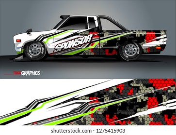 truck wrap design vector. abstract background for car decal, van, and other vehicle vinyl branding