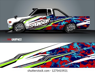 truck wrap design vector. abstract background for car decal, van, and other vehicle vinyl branding