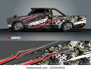 truck wrap design vector. abstract background for car decal, van, and other vehicle vinyl branding