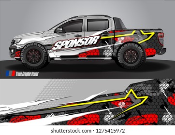 truck wrap design vector. abstract background for car decal, van, and other vehicle vinyl branding
