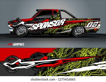 truck wrap design vector. abstract background for car decal, van, and other vehicle vinyl branding