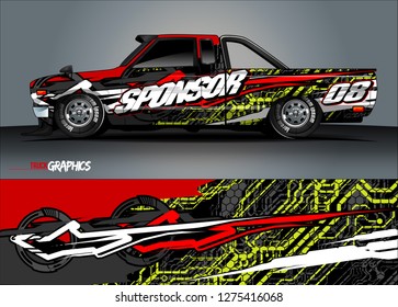 truck wrap design vector. abstract background for car decal, van, and other vehicle vinyl branding