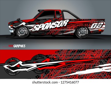truck wrap design vector. abstract background for car decal, van, and other vehicle vinyl branding