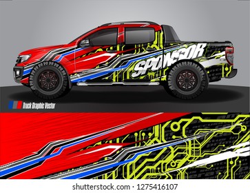 truck wrap design vector. abstract background for car decal, van, and other vehicle vinyl branding