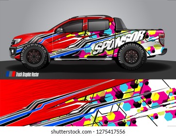 truck wrap design vector. abstract background for car decal, van, and other vehicle vinyl branding