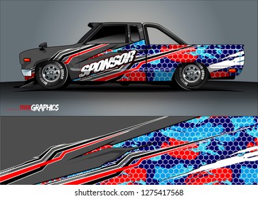 truck wrap design vector. abstract background for car decal, van, and other vehicle vinyl branding
