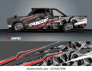 truck wrap design vector. abstract background for car decal, van, and other vehicle vinyl branding
