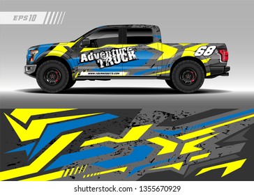 Truck wrap design vector. Graphic abstract stripe racing background kit designs for wrap vehicle, race car, rally, adventure and livery