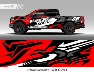 Truck wrap design vector. Graphic abstract stripe racing background kit designs for wrap vehicle, race car, rally, adventure and livery
