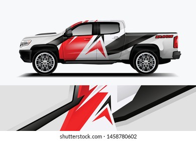 Truck wrap design vector. Graphic abstract stripe racing background kit designs for wrap vehicle, race car, rally, adventure and livery dekal