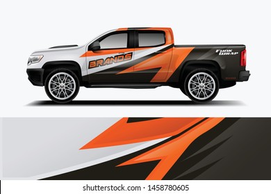 Truck wrap design vector. Graphic abstract stripe racing background kit designs for wrap vehicle, race car, rally, adventure and livery dekal