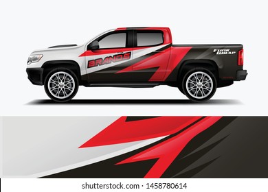 Truck wrap design vector. Graphic abstract stripe racing background kit designs for wrap vehicle, race car, rally, adventure and livery dekal