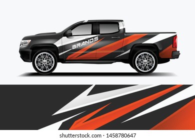 Truck wrap design vector. Graphic abstract stripe racing background kit designs for wrap vehicle, race car, rally, adventure and livery dekal