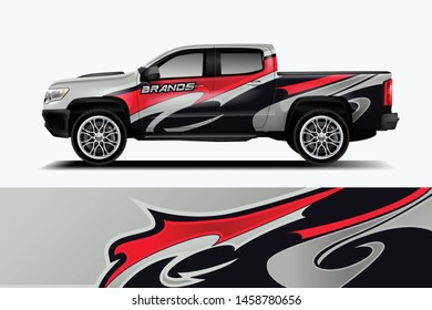 Truck wrap design vector. Graphic abstract stripe racing background kit designs for wrap vehicle, race car, rally, adventure and livery dekal
