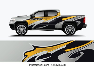 Truck wrap design vector. Graphic abstract stripe racing background kit designs for wrap vehicle, race car, rally, adventure and livery dekal