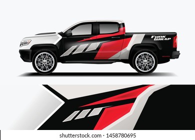Truck wrap design vector. Graphic abstract stripe racing background kit designs for wrap vehicle, race car, rally, adventure and livery
