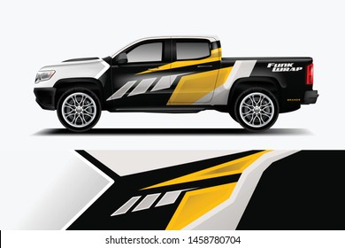 Truck wrap design vector. Graphic abstract stripe racing background kit designs for wrap vehicle, race car, rally, adventure and livery dekal