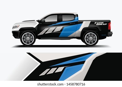 Truck wrap design vector. Graphic abstract stripe racing background kit designs for wrap vehicle, race car, rally, adventure and livery dekal
