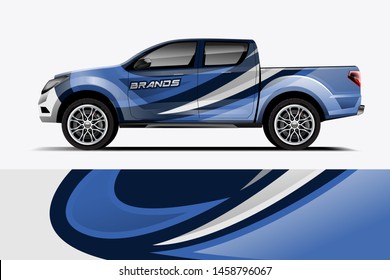 Truck wrap design vector. Graphic abstract stripe racing background kit designs for wrap vehicle, race car, rally, adventure and livery dekal
