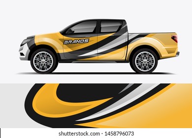 Truck wrap design vector. Graphic abstract stripe racing background kit designs for wrap vehicle, race car, rally, adventure and livery dekal

