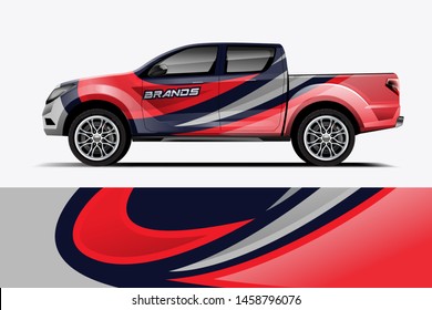 Truck wrap design vector. Graphic abstract stripe racing background kit designs for wrap vehicle, race car, rally, adventure and livery dekal

