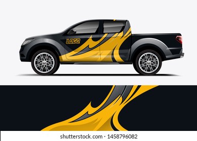 Truck wrap design vector. Graphic abstract stripe racing background kit designs for wrap vehicle, race car, rally, adventure and livery dekal
