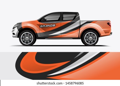 Truck wrap design vector. Graphic abstract stripe racing background kit designs for wrap vehicle, race car, rally, adventure and livery

