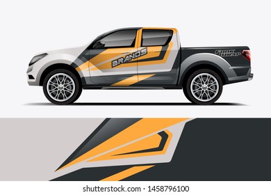 Truck wrap design vector. Graphic abstract stripe racing background kit designs for wrap vehicle, race car, rally, adventure and livery dekal
