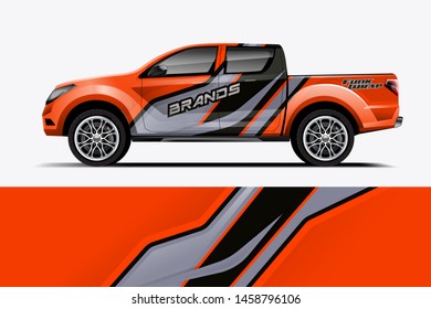 Truck wrap design vector. Graphic abstract stripe racing background kit designs for wrap vehicle, race car, rally, adventure and livery dekal
