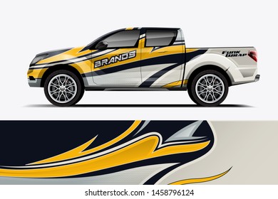 Truck wrap design vector. Graphic abstract stripe racing background kit designs for wrap vehicle, race car, rally, adventure and livery dekal
